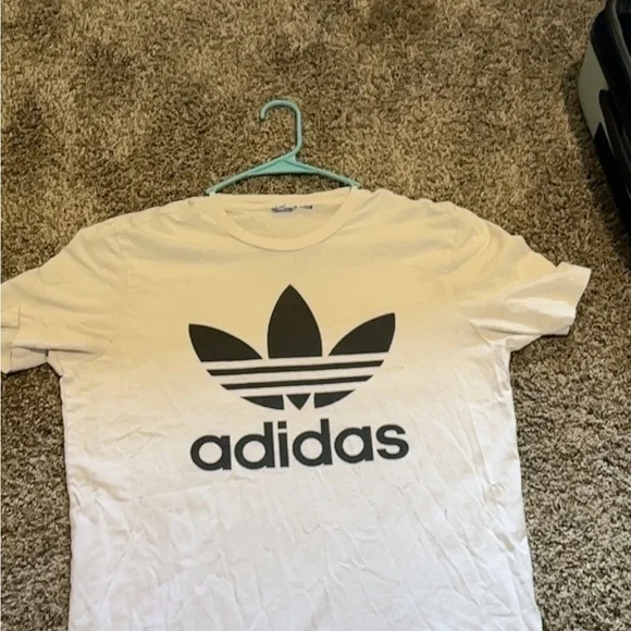 Adidas White Tee with Black Trefoil Logo Approx L - Picture 5 of 6